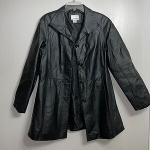 Genuine Leather Ladies 3/4 Length Classic Long Single Breasted Trench Coat